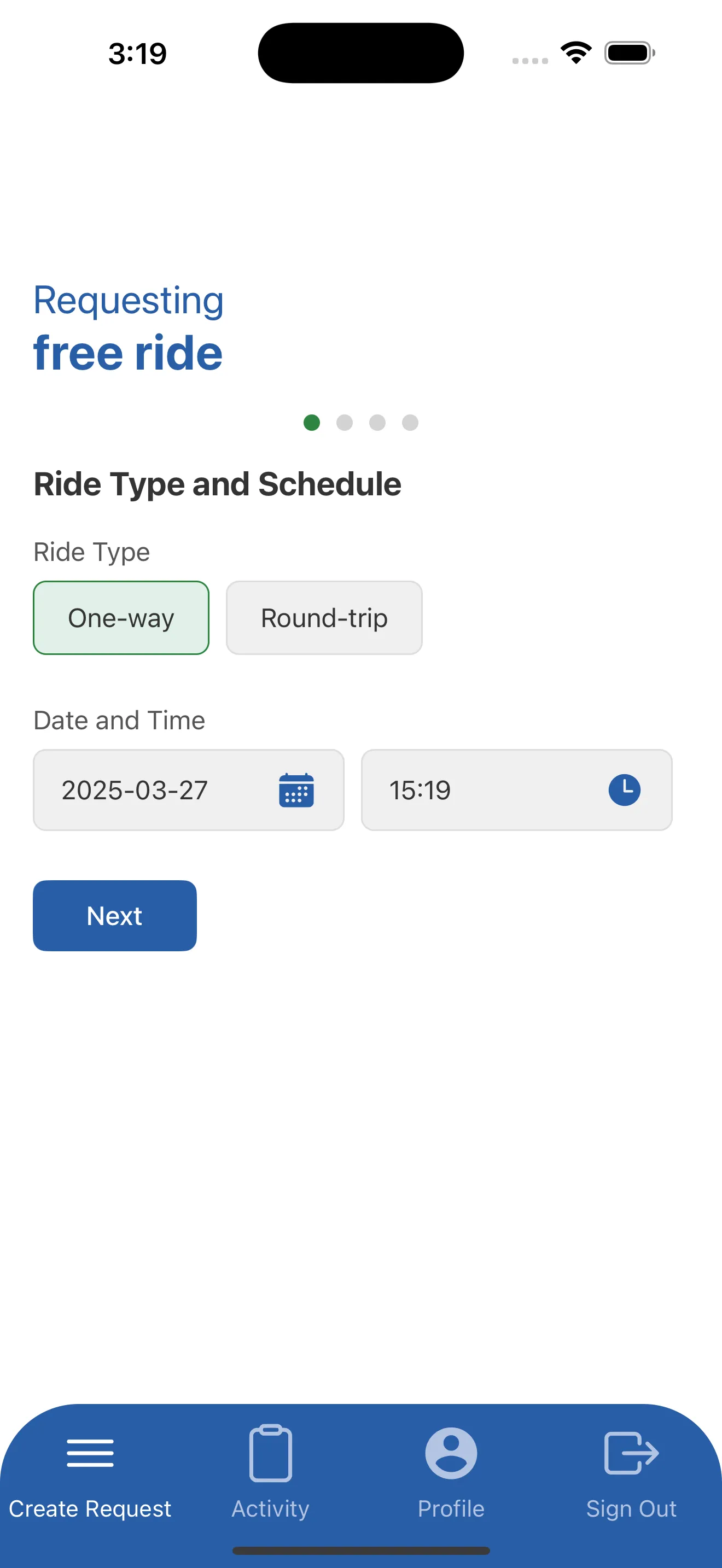 KindShare Mobile App - Free Ride Request