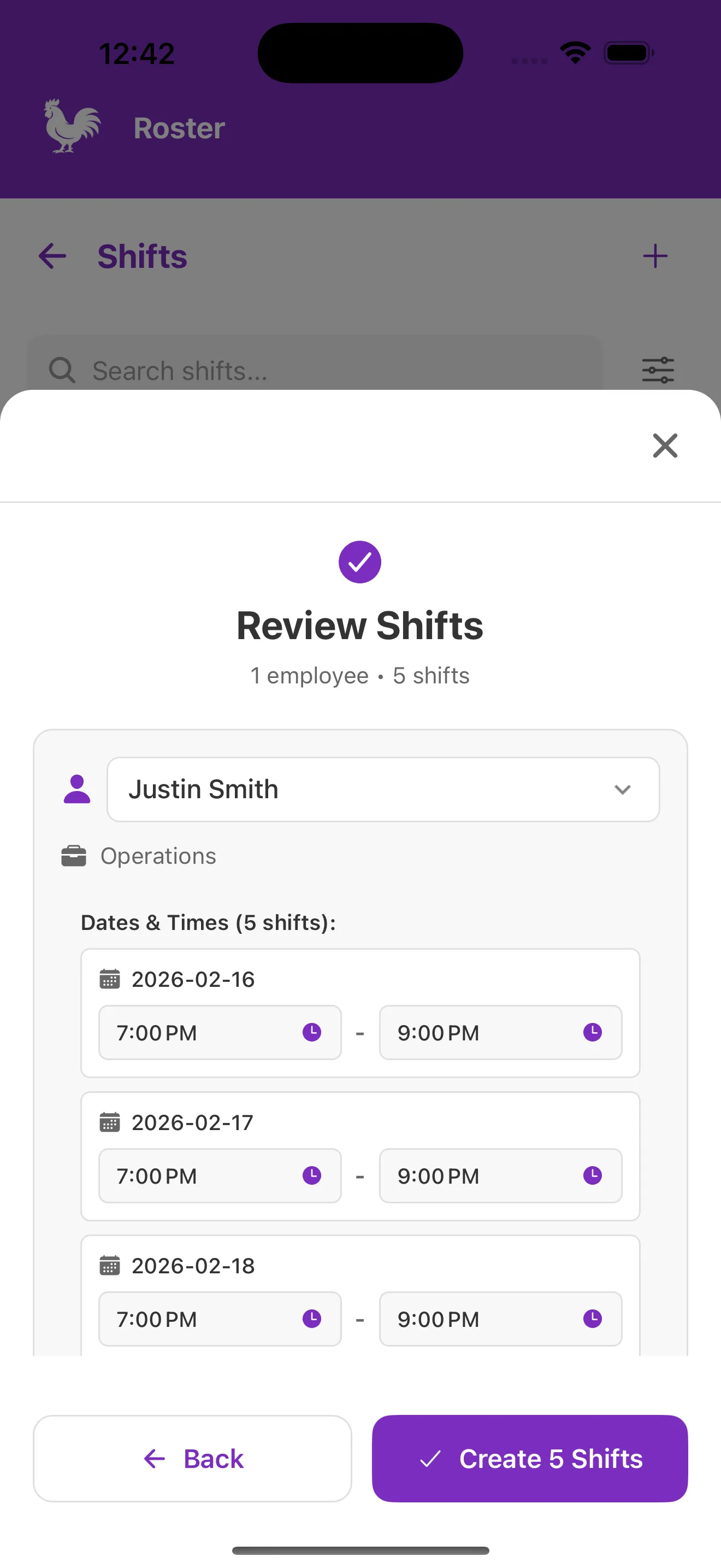Roster Mobile App - AI shift review