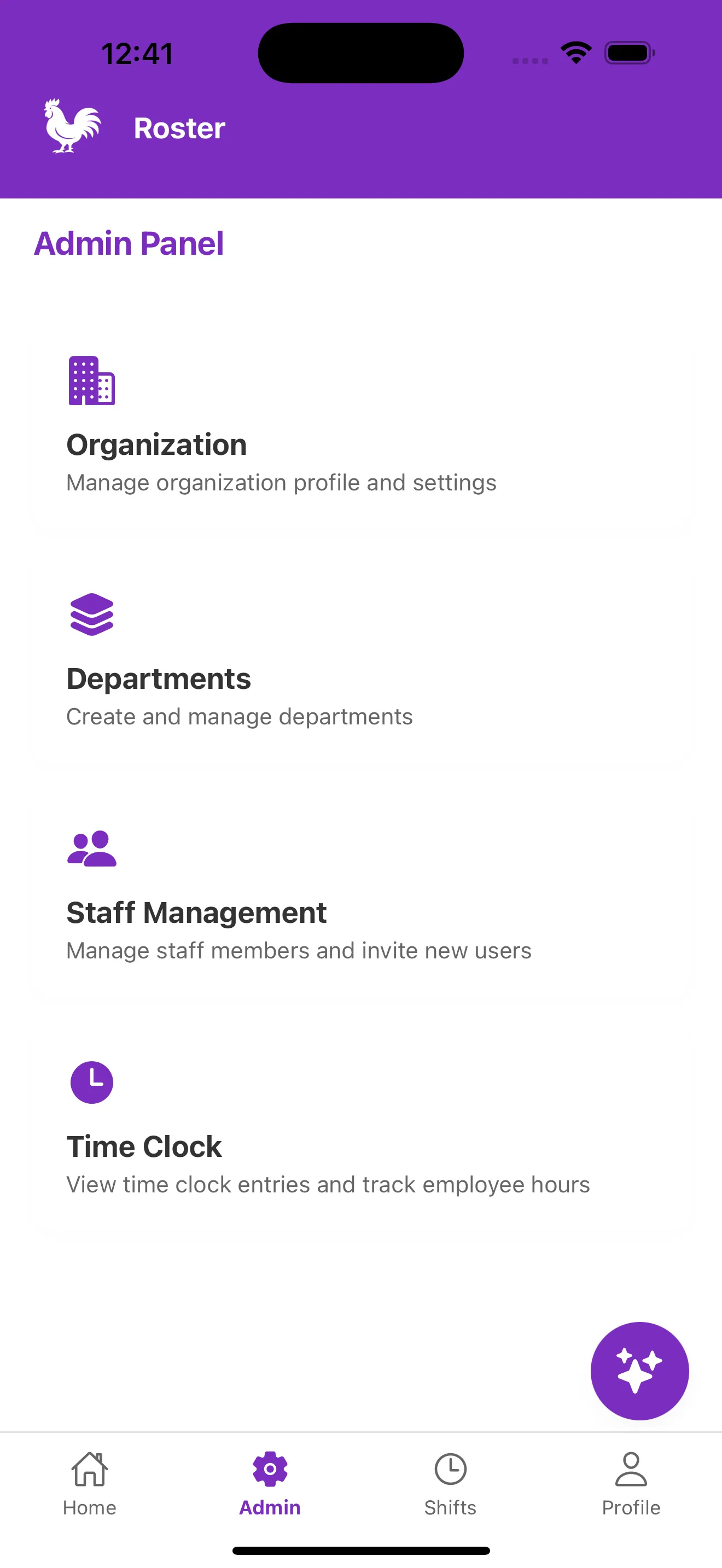 Roster Mobile App - Admin panel
